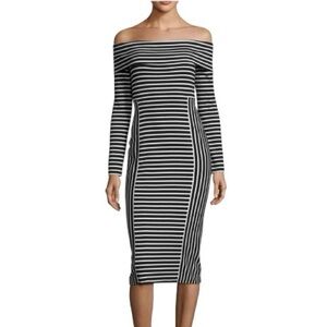 Derek Lam Striped Off the Shoulder Body Con Dress Size XS